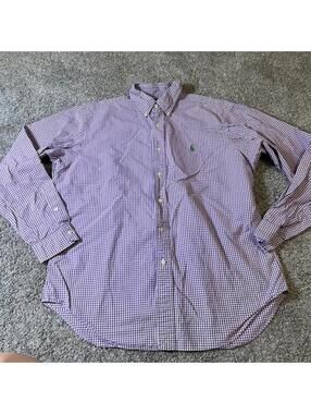 Ralph Lauren Men’s Purple Gingham Classic Fit Button Down Shirt size L